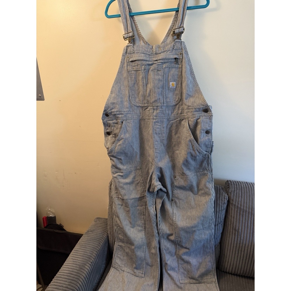 Carhartt Blue And Wire Striped Overalls Woman